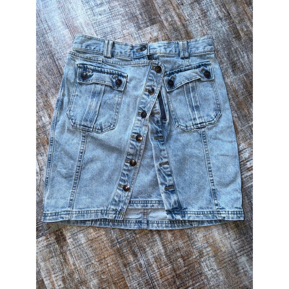 Hunter & Brown Denim 100% Cotton Y2K Cargo High Rise Mini Skirt Size Medium